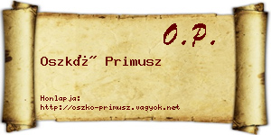 Oszkó Primusz névjegykártya